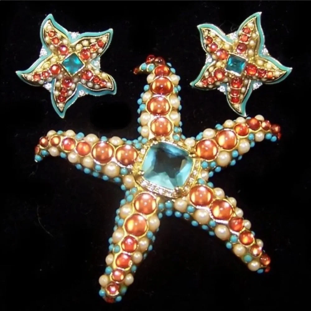 KENNETH JAY LANE RARE BLUE STARFISH EARRINGS - Picture 15 of 16